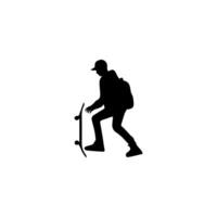 Skateboard action player silhouette illustration vector