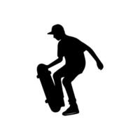 Skateboard action player silhouette illustration vector