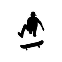 Skateboard action player silhouette illustration vector