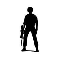 Army special unit silhouette, Male soldiers wearing uniforms and with assault rifles silhouette vector
