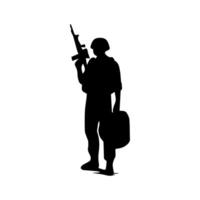 Army special unit silhouette, Male soldiers wearing uniforms and with assault rifles silhouette vector