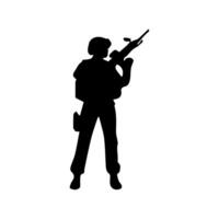 Army special unit silhouette, Male soldiers wearing uniforms and with assault rifles silhouette vector