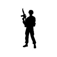 Army special unit silhouette, Male soldiers wearing uniforms and with assault rifles silhouette vector