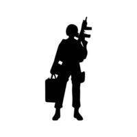 Army special unit silhouette, Male soldiers wearing uniforms and with assault rifles silhouette vector