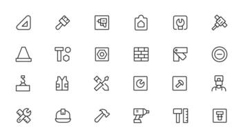 Outline web icons set - construction, home repair tools. Thin line web icons collection. Simple illustration vector