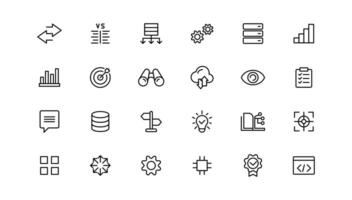 Data analysis, statistics, analytics - minimal thin line web icon set. Outline icons collection. vector