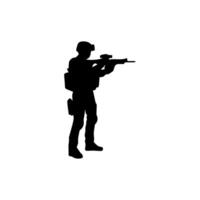 Army special unit silhouette, Male soldiers wearing uniforms and with assault rifles silhouette vector