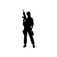 Army special unit silhouette, Male soldiers wearing uniforms and with assault rifles silhouette vector