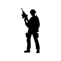 Army special unit silhouette, Male soldiers wearing uniforms and with assault rifles silhouette vector