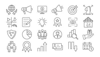 Digital marketing icons set. Content, search, marketing, ecommerce, seo, electronic devices, internet, analysis, social and more line icon. vector