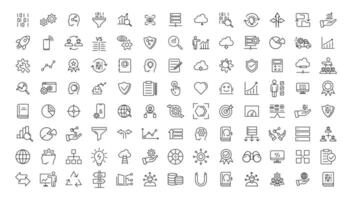 Big data analysis thin line icon set. Data processing outline pictograms for website and mobile app GUI. Digital analytics simple UI, UX icons vector