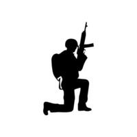 Army special unit silhouette, Male soldiers wearing uniforms and with assault rifles silhouette vector
