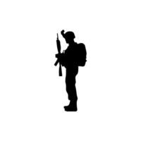 Army special unit silhouette, Male soldiers wearing uniforms and with assault rifles silhouette vector