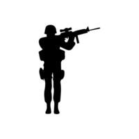 Army special unit silhouette, Male soldiers wearing uniforms and with assault rifles silhouette vector
