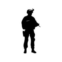 Army special unit silhouette, Male soldiers wearing uniforms and with assault rifles silhouette vector