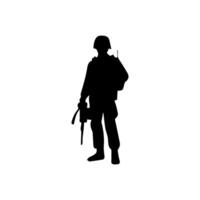 Army special unit silhouette, Male soldiers wearing uniforms and with assault rifles silhouette vector