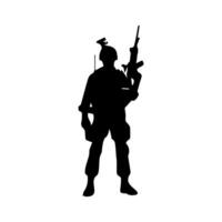 Army special unit silhouette, Male soldiers wearing uniforms and with assault rifles silhouette vector