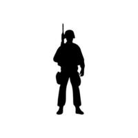 Army special unit silhouette, Male soldiers wearing uniforms and with assault rifles silhouette vector