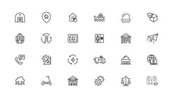 Industrial and transport linear icons collection.Set of thin line web icon set, simple outline icons collection, Pixel Perfect icons, vector