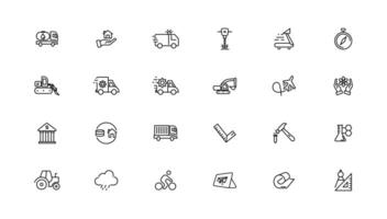 Industrial and transport linear icons collection.Set of thin line web icon set, simple outline icons collection, Pixel Perfect icons, vector