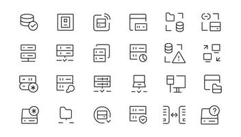 Data Analytic thin line icon set. Data Analysis editable stroke icons. Data analytics, mining, optimization, processing, statistic, monitoring, analysis vector