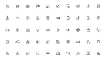 Industrial and transport linear icons collection.Set of thin line web icon set, simple outline icons collection, Pixel Perfect icons, vector