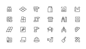 Outline web icons set - construction, home repair tools. Thin line web icons collection. Simple illustration vector