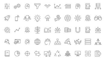 Big data analysis thin line icon set. Data processing outline pictograms for website and mobile app GUI. Digital analytics simple UI, UX icons vector