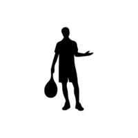 silhouette of a tennis player on white background vector