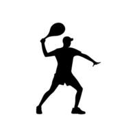 silhouette of a tennis player on white background vector