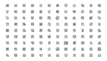 Data Analytic thin line icon set. Data Analysis editable stroke icons. Data analytics, mining, optimization, processing, statistic, monitoring, analysis vector