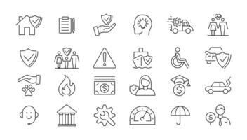 Insurance elements - minimal thin line web icon set. Outline icons collection. vector