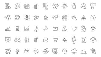 Digital marketing icons set. Content, search, marketing, ecommerce, seo, electronic devices, internet, analysis, social and more line icon. vector