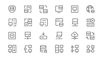 Data Analytic thin line icon set. Data Analysis editable stroke icons. Data analytics, mining, optimization, processing, statistic, monitoring, analysis vector