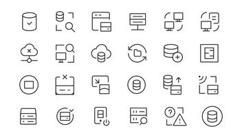 Data Analytic thin line icon set. Data Analysis editable stroke icons. Data analytics, mining, optimization, processing, statistic, monitoring, analysis vector