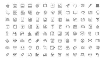 Office workspace elements - thin line web icon set. Outline icons collection. Simple illustration. vector