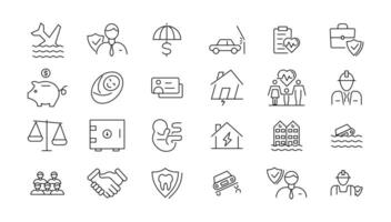 Insurance elements - minimal thin line web icon set. Outline icons collection. vector