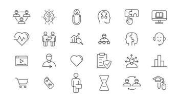Digital marketing icons set. Content, search, marketing, ecommerce, seo, electronic devices, internet, analysis, social and more line icon. vector