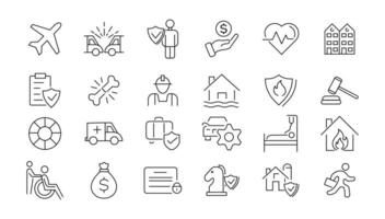 Insurance elements - minimal thin line web icon set. Outline icons collection. vector