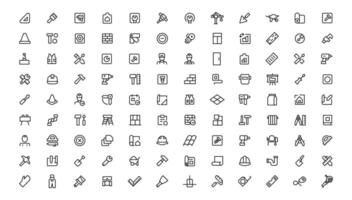 Outline web icons set - construction, home repair tools. Thin line web icons collection. Simple illustration vector