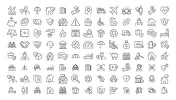 Insurance elements - minimal thin line web icon set. Outline icons collection. Simple illustration vector