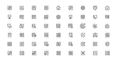 Data Analytic thin line icon set. Data Analysis editable stroke icons. Data analytics, mining, optimization, processing, statistic, monitoring, analysis vector