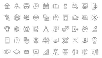 E-learning icon set. Online education icon set. Thin line icons set. Distance learning. Containing tuition, e-learning, online course, audio course, educational website. vector