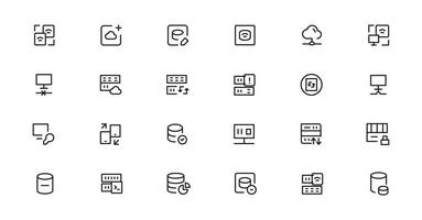 Data Analytic thin line icon set. Data Analysis editable stroke icons. Data analytics, mining, optimization, processing, statistic, monitoring, analysis vector