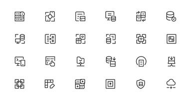 Data Analytic thin line icon set. Data Analysis editable stroke icons. Data analytics, mining, optimization, processing, statistic, monitoring, analysis vector