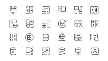 Data Analytic thin line icon set. Data Analysis editable stroke icons. Data analytics, mining, optimization, processing, statistic, monitoring, analysis vector