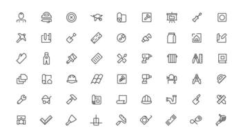 Outline web icons set - construction, home repair tools. Thin line web icons collection. Simple illustration vector