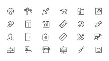 Outline web icons set - construction, home repair tools. Thin line web icons collection. Simple illustration vector