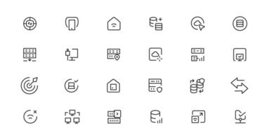 Data Analytic thin line icon set. Data Analysis editable stroke icons. Data analytics, mining, optimization, processing, statistic, monitoring, analysis vector