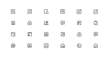 Real Estate minimal thin line web icon set. Included the icons as realty, property, mortgage, home loan and more. Outline icons collection vector